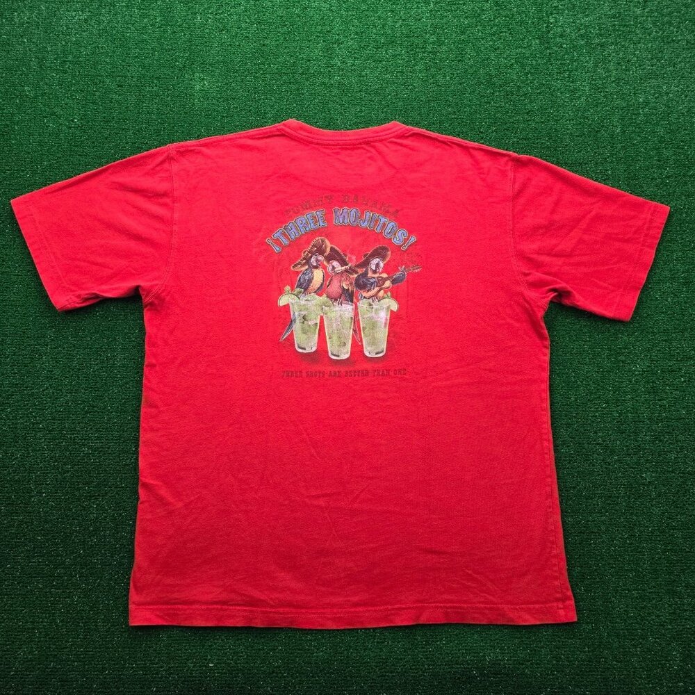 Tommy Bahama Tshirt Mens Large Red Three Mojitos Birds Summer Beach Casual